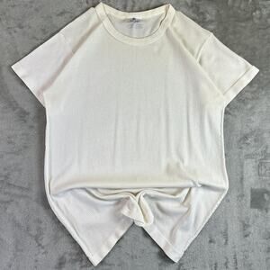 Sunspel Waffle Knit Cream T Shirt Mens Medium Made In England Minimal Luxury Tee